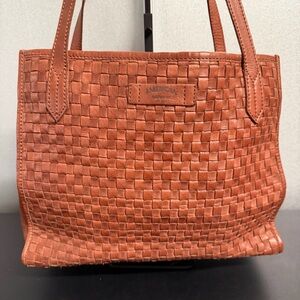 American Leather Co Brown Woven Leather Tote Shoulder Bag